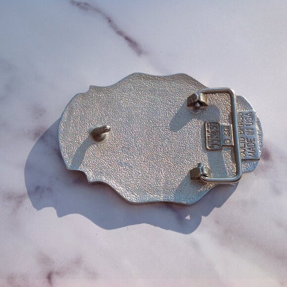 Lone Star State Texas TT&B Solid Brass Bold Silver Cowboy Belt Buckle 1991 - Picture 5 of 14
